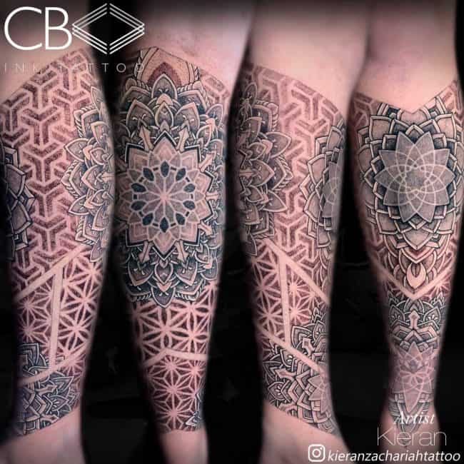 mandala leg tattoo