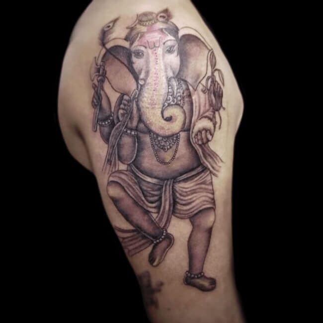 CJ Tattoo Artist Realism Religious Ganesha Elephant Hindu Arm Sleeve Tattoo