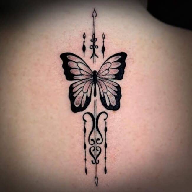 Corey Tattoo Artist Fine Line Butterfly Back Tattoo