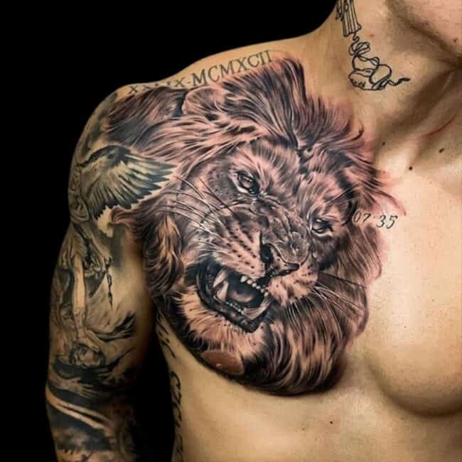 Lion Chest Tattoo