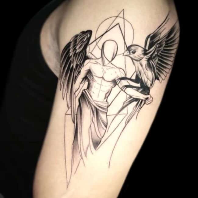 Pablo Juan Carvajal Tattoo Artist Micro Realism Raven Angel Arm Sleeve Tattoo