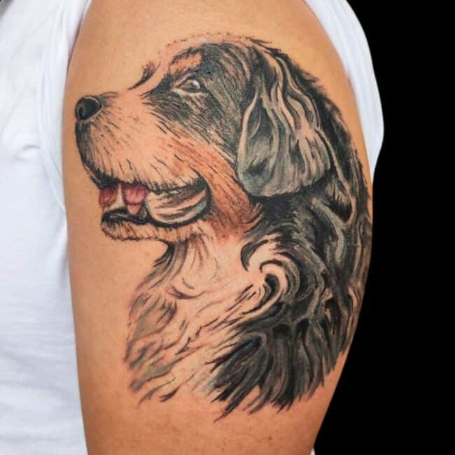 Piolo Tattoo Artist Animal Realism Dog Arm Shoulder Tattoo