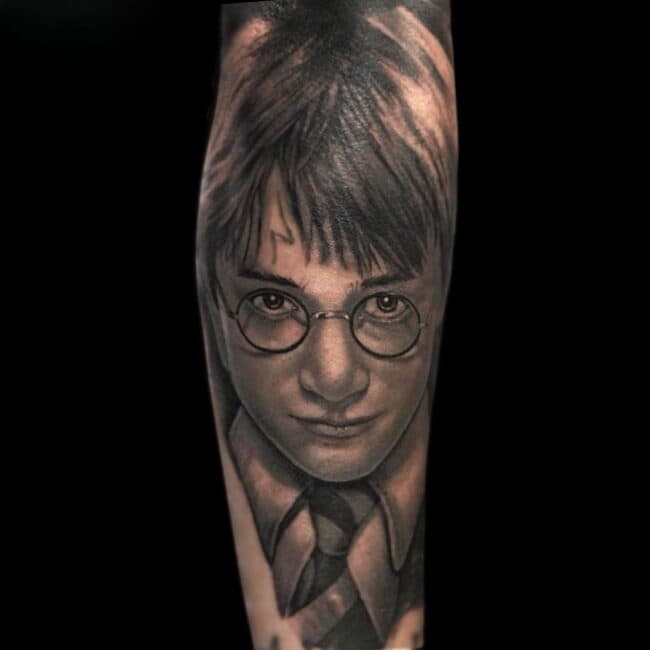 Sunny Tattoo Artist Realism Harry Potter Calf Tattoo