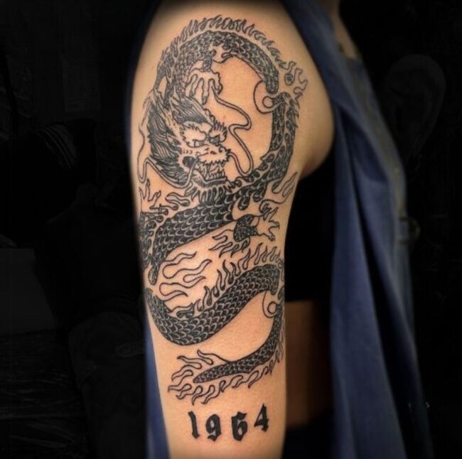 Thor Tattoo Artist Chinese Style Dragon With Date Arm Sleeve Tattoo