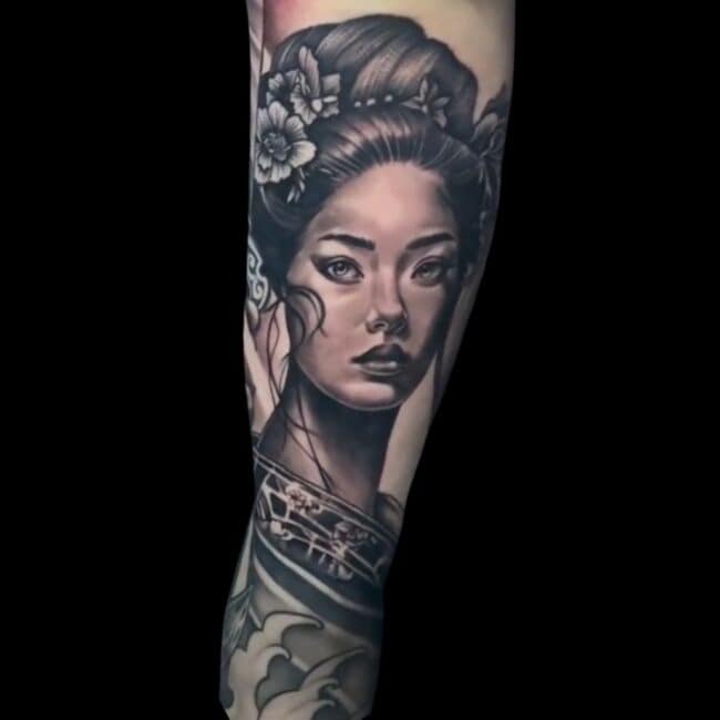 CJ Tattoo Artist Realism Japanese Geisha Tattoo