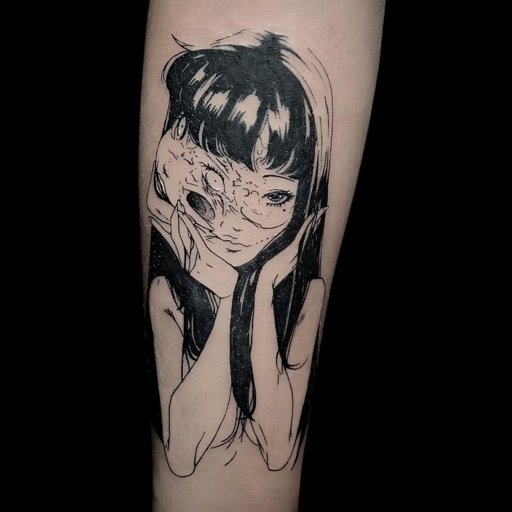 Chelsea Tattoo Artist Anime Cartoon Tomie Portrait Forearm Tattoo