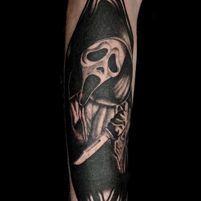 Chelsea Tattoo Artist Dark Surrealism Death Knife Forearm Tattoo
