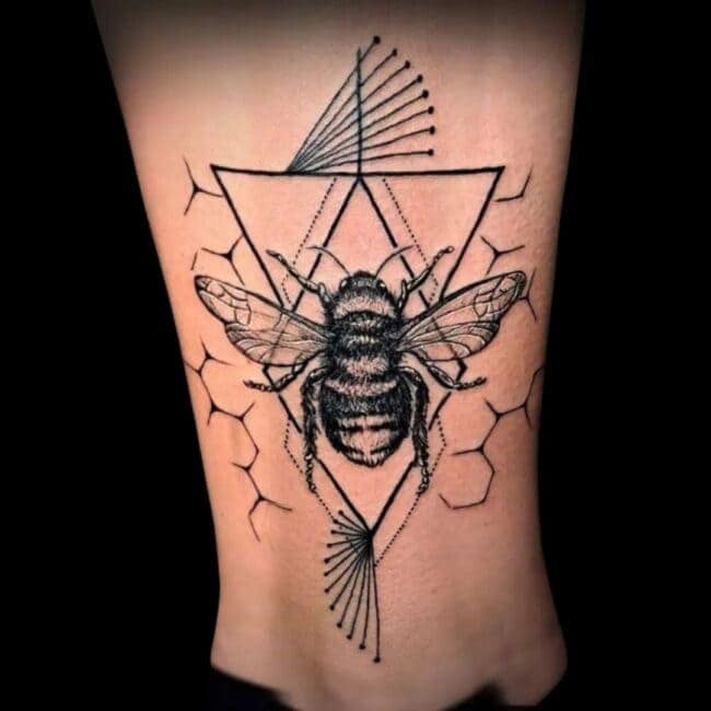 Corey Tattoo Artist Animal Realism Bee Ankle Tattoo