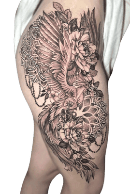 Corey Tattoo Artist Mandala Geometric Flower Leg Tattoo Transparent