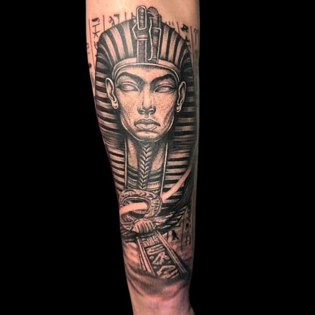 Corey Tattoo Artist Realism Egyptian Pharaoh Ancient Egypt Forearm Tattoo