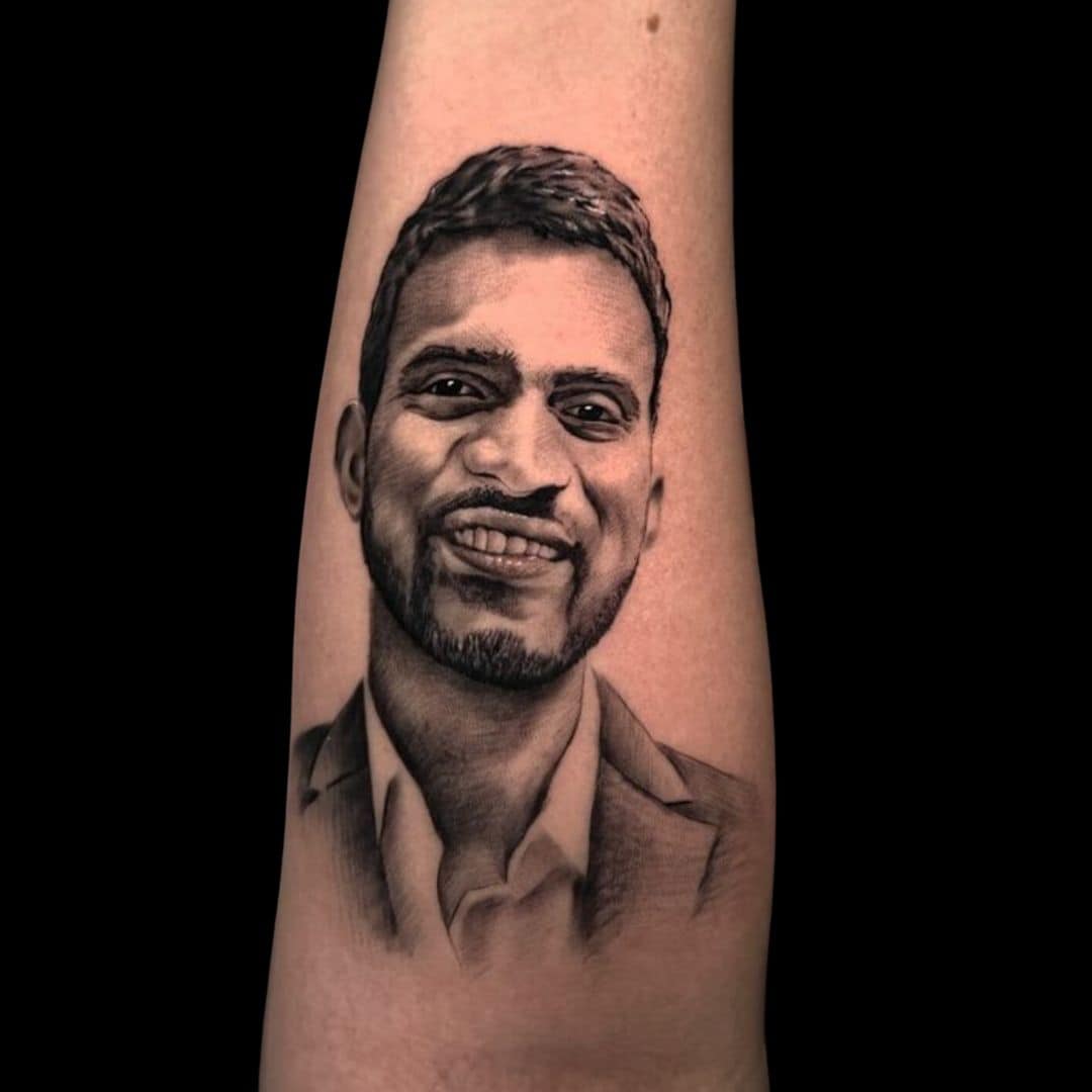 Erick Suarez Tattoo Artist Black And Grey Realism Black Man Portrait Forearm Tattoo