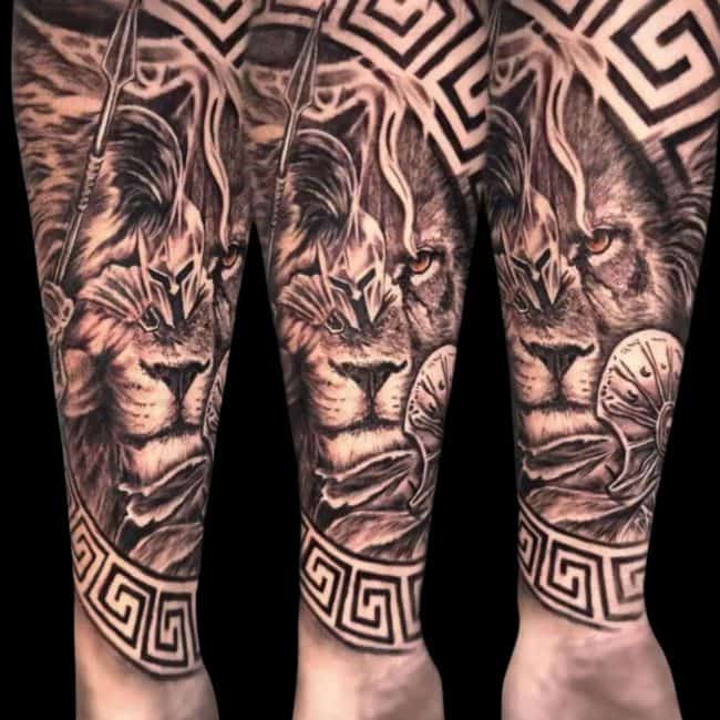 Italo Tattoo Artist Realism Black Grey Lion Forearm Tribal Tattoo