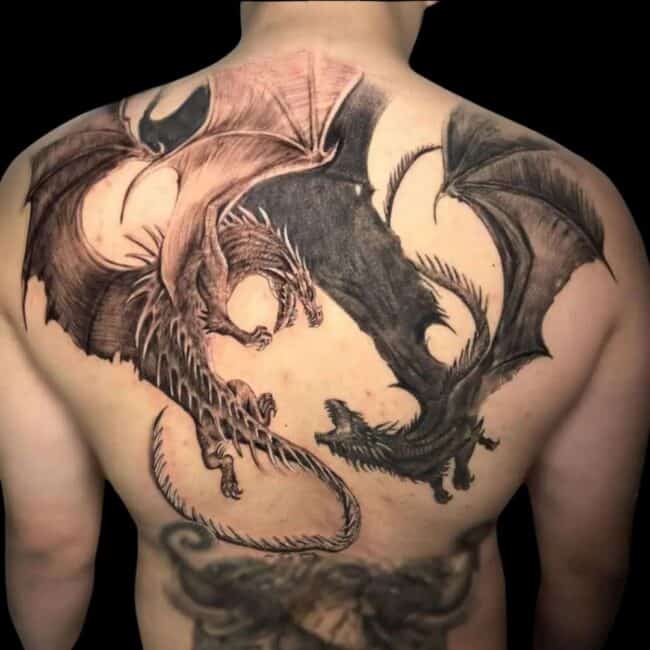 Italo Tattoo Artist Realism Fantasy Dragons Game Of Thrones Back Tattoo