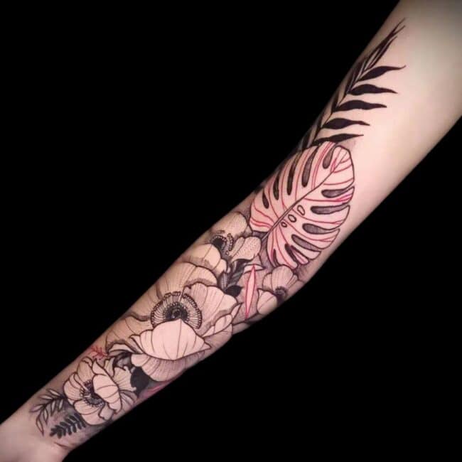 Italo Tattoo Artist Realism Nature Flowers Arm Tattoo