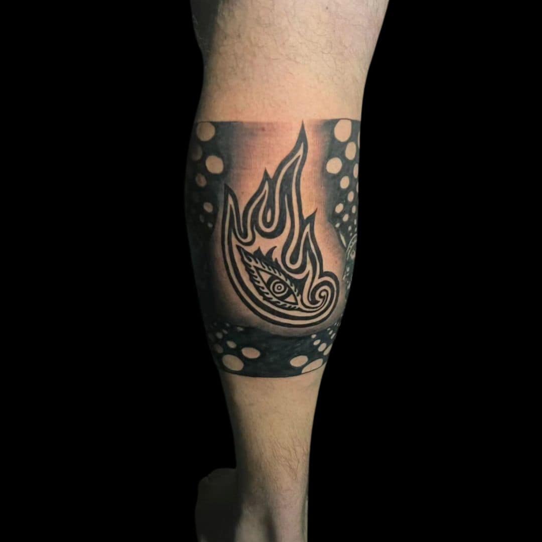 Marto Tattoo Artist Abstract Blackwork Wrap Around Calf Shin Tattoo