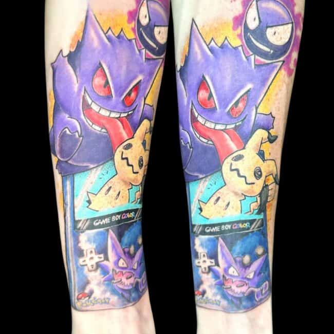 Piolo Erwin Tattoo Artist Colour Cartoon Pokemon Gameboy Forearm Tattoo