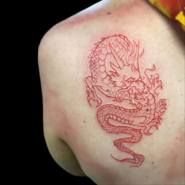 Rhys Tattoo Artist Japanese Chinese Dragon Tattoo Meaning Outline Shoulder Back Tattoo