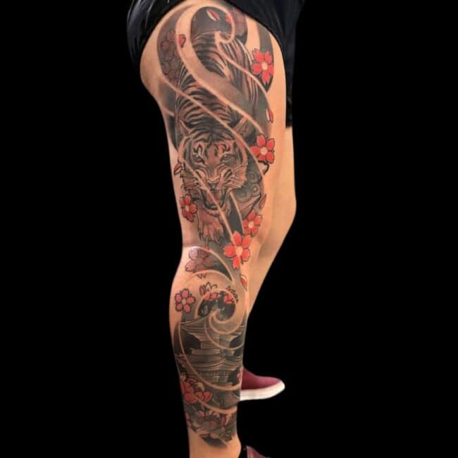 Rhys Tattoo Artist Japanese Leg Tiger Tattoo
