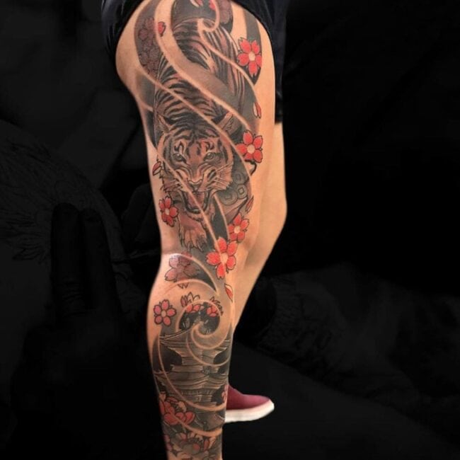 Rhys Tattoo Artist Japanese Leg Tiger Tattoo
