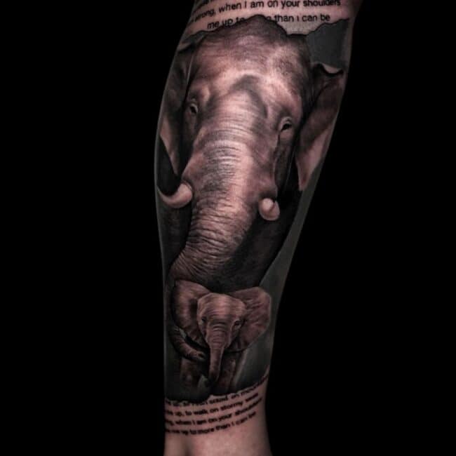 Sunny Tattoo Artist Black And Grey Realism Animal Elephant Forearm Arm Tattoo