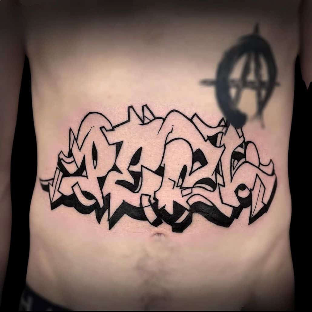 Truth Tattoo Artist Graffiti Stomach Tattoo