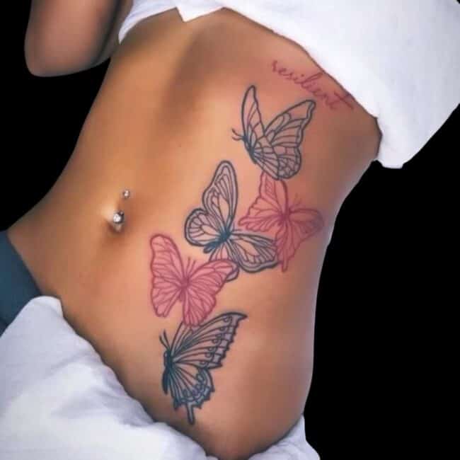 Butterfly Stomach Tattoo