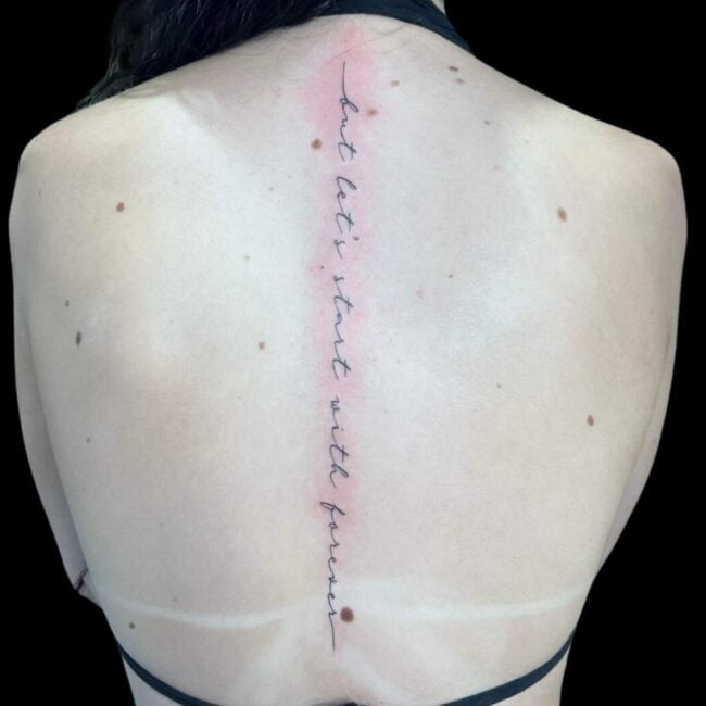 Chelsea Tattoo Artist Script Lettering Back Tattoo