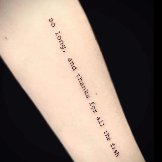 Chelsea Tattoo Artist Script Lettering Typewriter Style Forearm Arm Tattoo