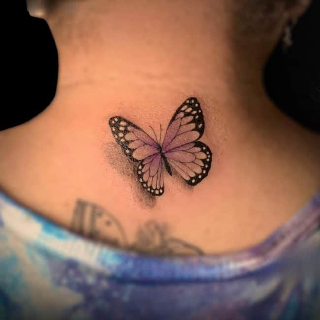 Chil Tattoo Artist Animal Micro Realism Butterfly Neck Back Tattoo