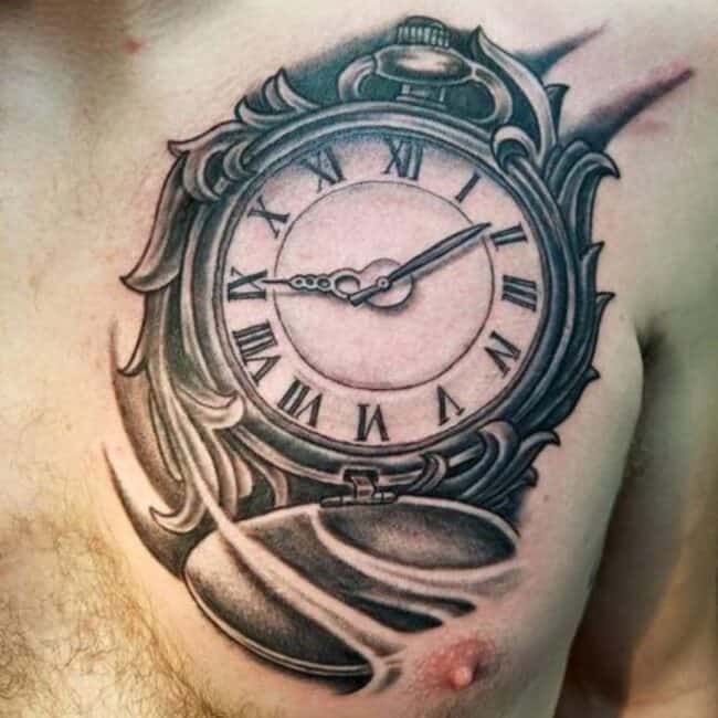 Clock Chest Tattoo