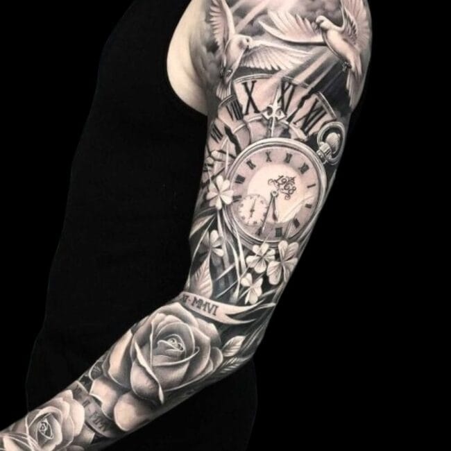 Clock Sleeve Tattoo