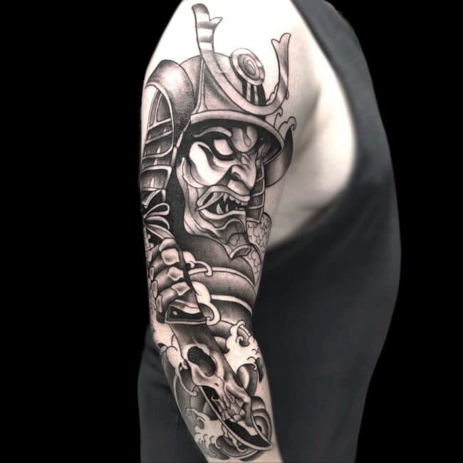 Erick Tattoo Artist Japanese Samurai Arm Sleeve Tattoo