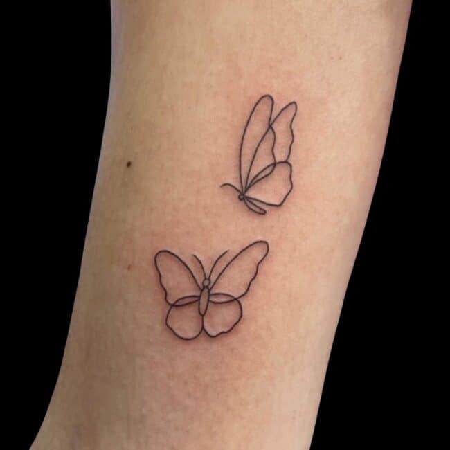 Fine Line Butterfly Tattoo