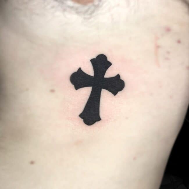 Italo Tattoo Artist Blackwork Cross Religious Christian Side Tattoo