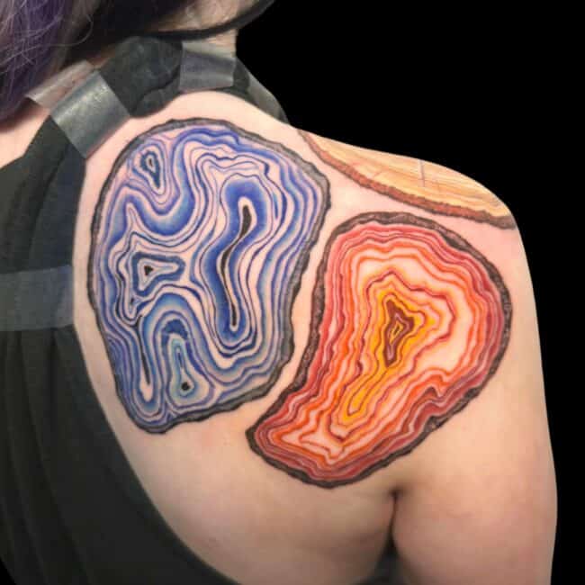 Italo Tattoo Artist Colour Stones Granite Rocks Back Tattoo