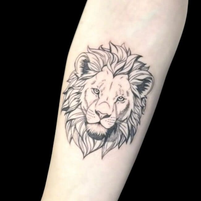 Josh Tattoo Artist Fine Line Lion Animal Forearm Tattoo