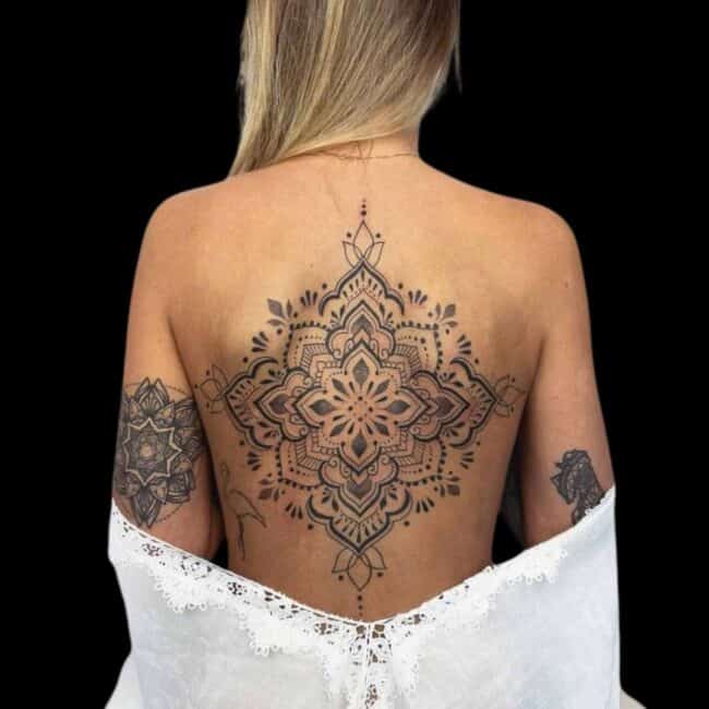 Mandala Geometric Back Tattoo For Woman Female