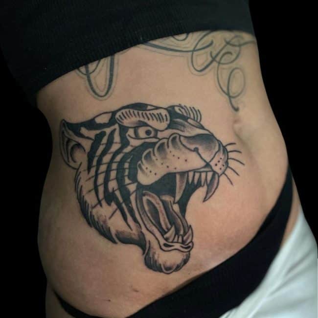 Michael Tattoo Artist Traditional Tiger Stomach Tattoo