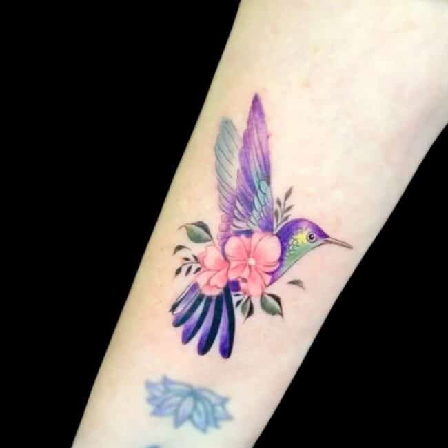 Pablo Juan Carvajal Animal Realism Colour Vibrant Hummingbird Forearm Tattoo