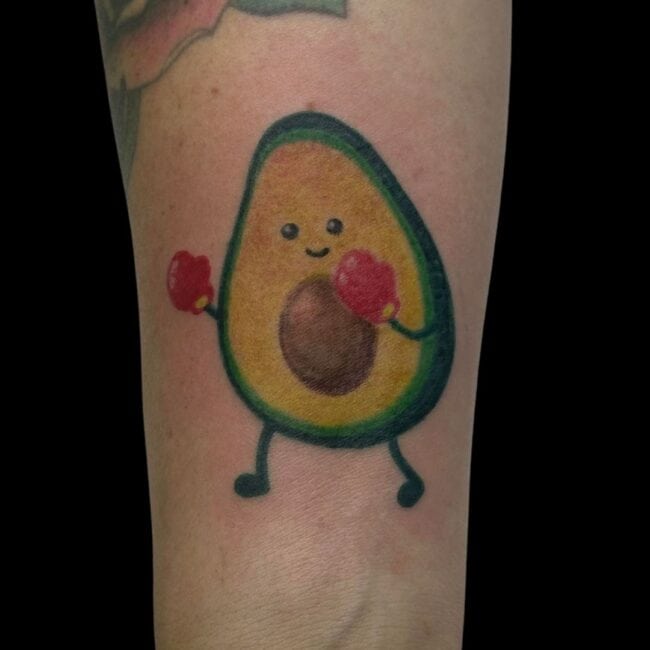 Piolo Tattoo Artist Colour Fighting Avocado Boxer Forearm Tattoo