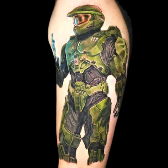 Raurie Tattoo Artist Anime Cartoon Halo Character Game Movie Arm Tattoo