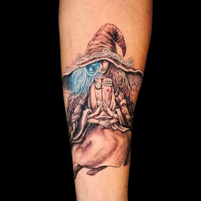 Raurie Tattoo Artist Watercolour Colour Cartoon Anime Witch Forearm Tattoo