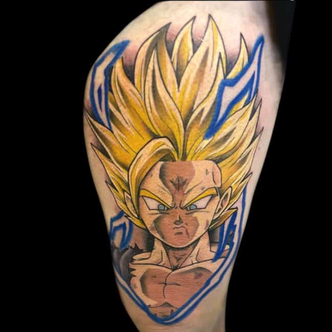 Rhys Sharp Tattoo Artist Naruto Anime Cartoon Colour Leg Tattoo