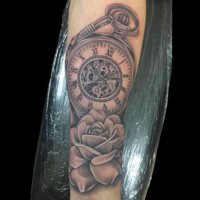 Rose And Clock Tattoo