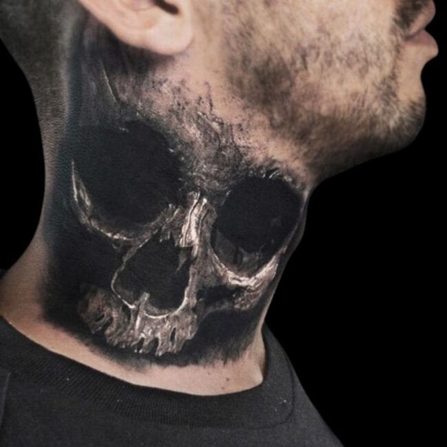 Skull Neck Tattoo