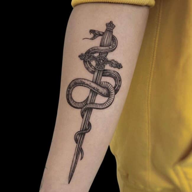 Snake And Sword Tattoo