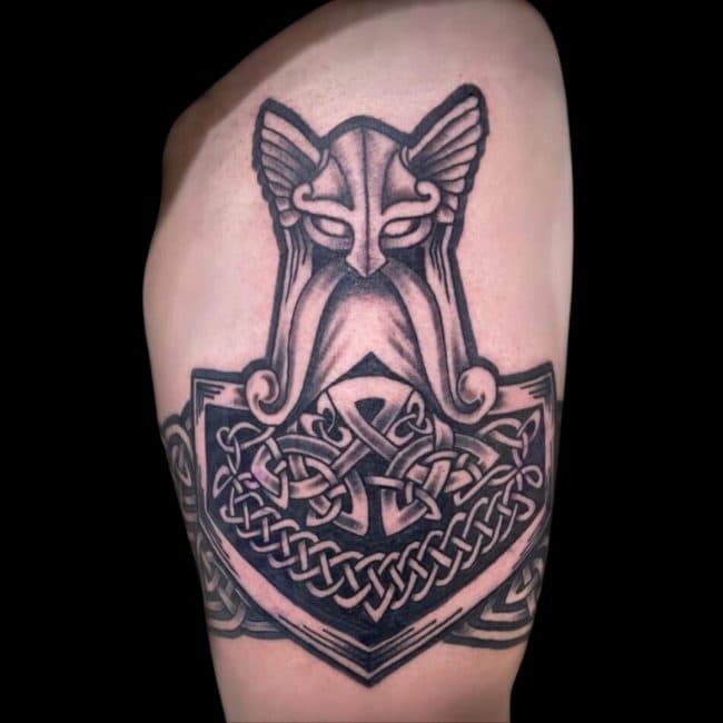Thor Tattoo Artist Nordic Celtic Symbolism Odin Thigh Tattoo