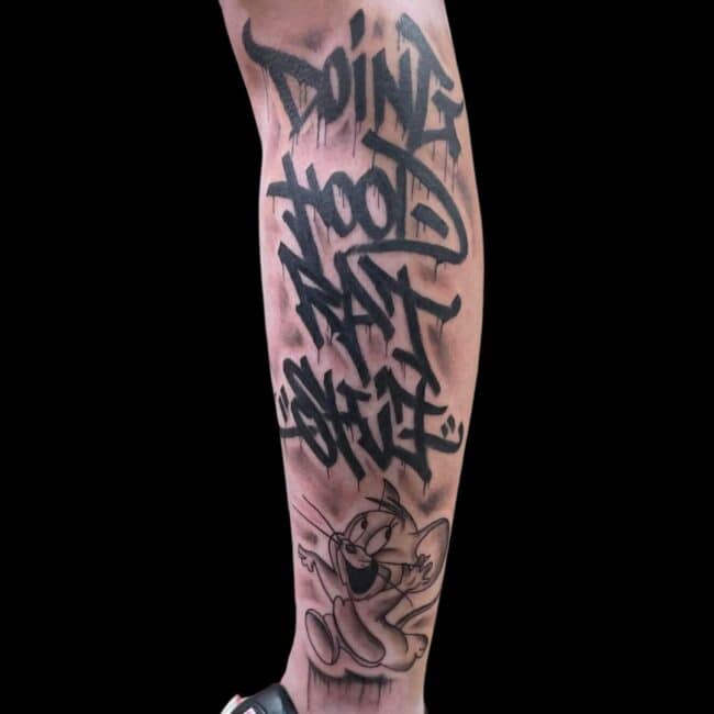 Truth Rodd Tattoo Artist Graffiti Cartoon Anime Tom And Jerry Leg Tattoo