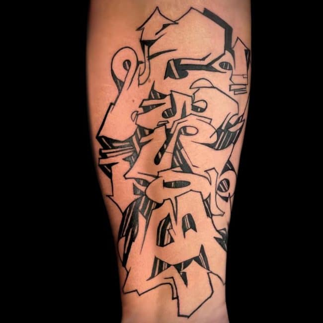 Truth Tattoo Artist Graffiti Outline Forearm Tattoo