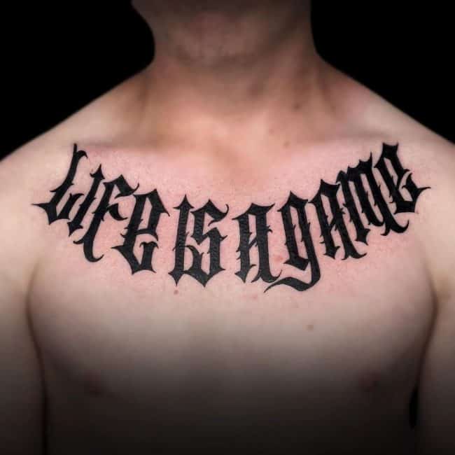 Truth Tattoo Artist Lettering Script Chest Tattoo